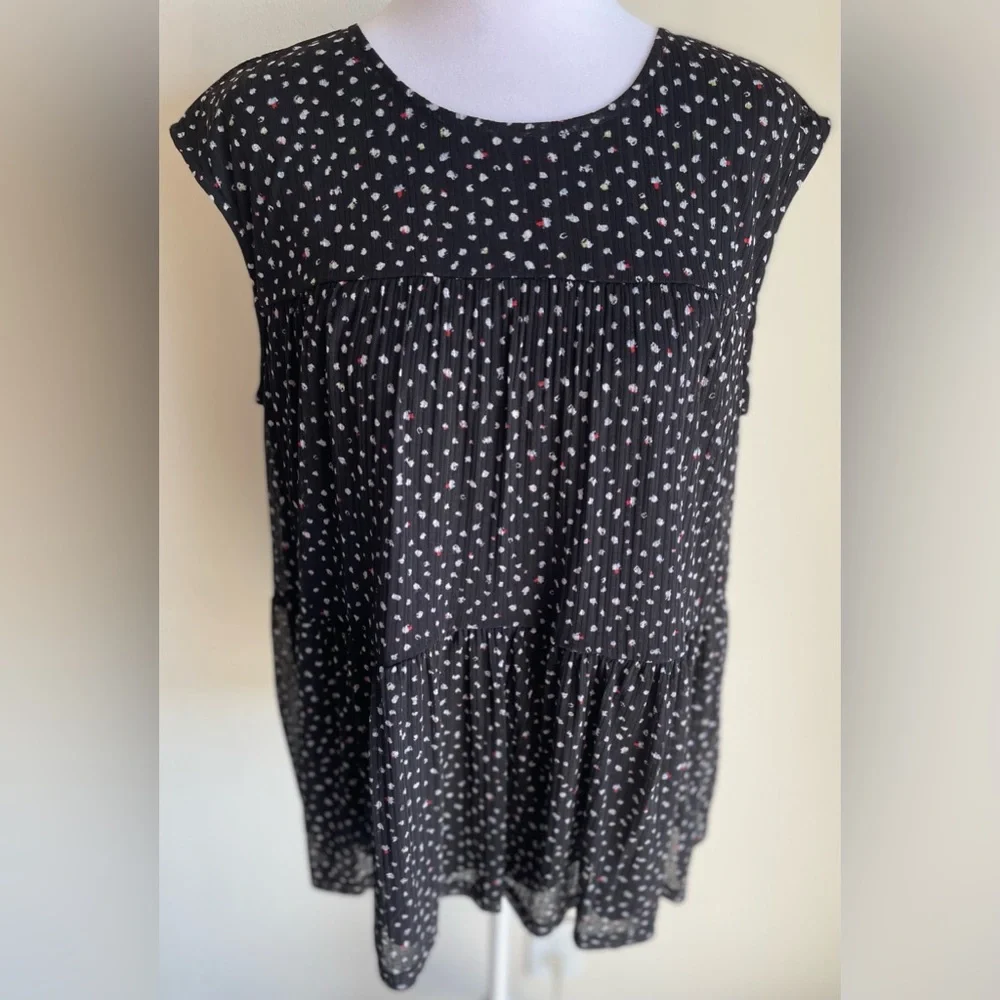 NWT JUICY COUTURE PULLOVER SLEEVELESS FLOWY BLOUSE SZ L, BLACK/PINK - Picture 13 of 15